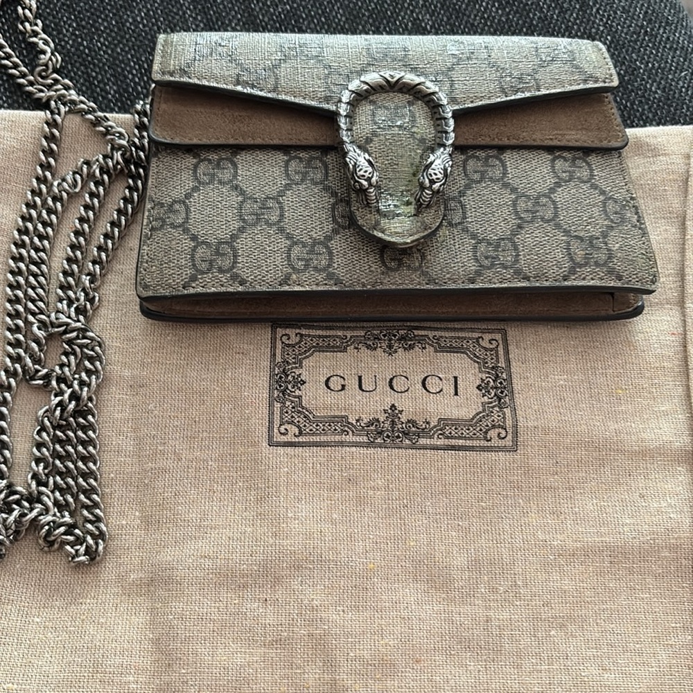 Gucci Dyonissioys super mini GG Supreme Canvas damage as is price FIRM.Authentic